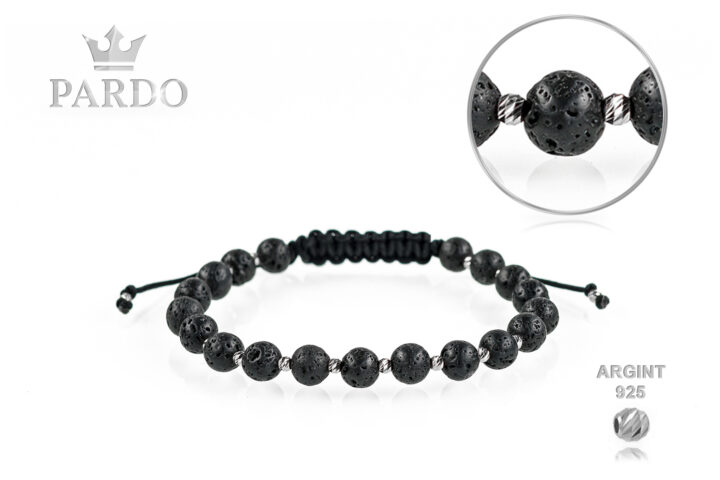 Brățară unisex Pardo din Argint & Lava Stone - imagine 2