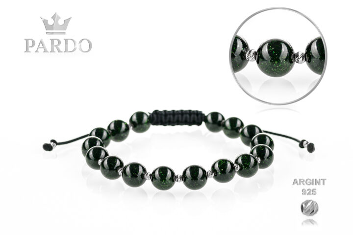 Brățară unisex Pardo din Argint & Piatra Soarelui Verde - imagine 2
