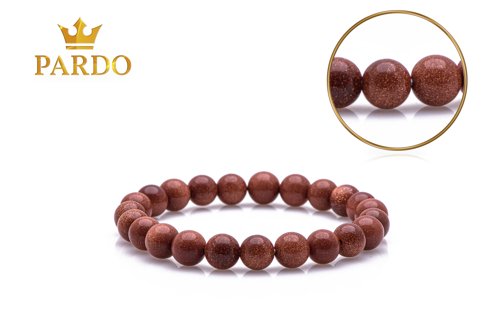 Brățară Pardo cu pietre semiprețioase Piatra Soarelui de 8 mm realizată cu elastic - imagine 2