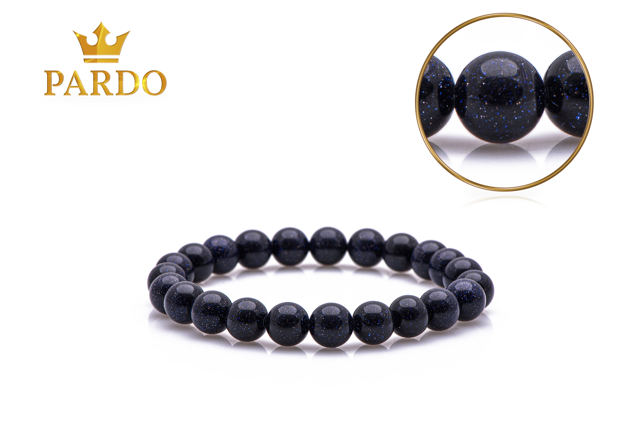 Brățară Pardo cu pietre semiprețioase Piatra Soarelui de 8 mm realizată cu elastic - imagine 2