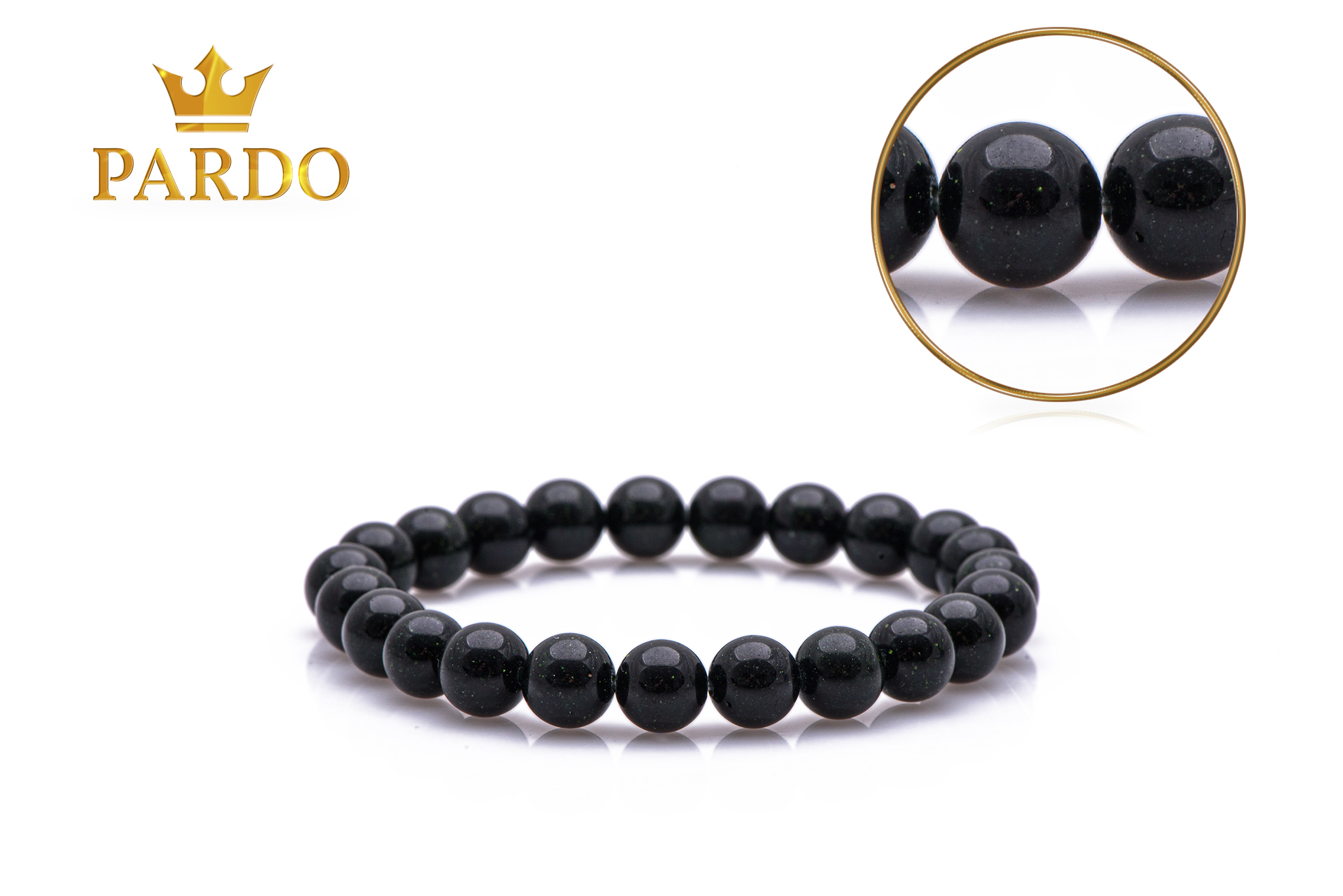 Brățară Pardo cu pietre semiprețioase Piatra Soarelui de 8 mm realizată cu elastic - imagine 2
