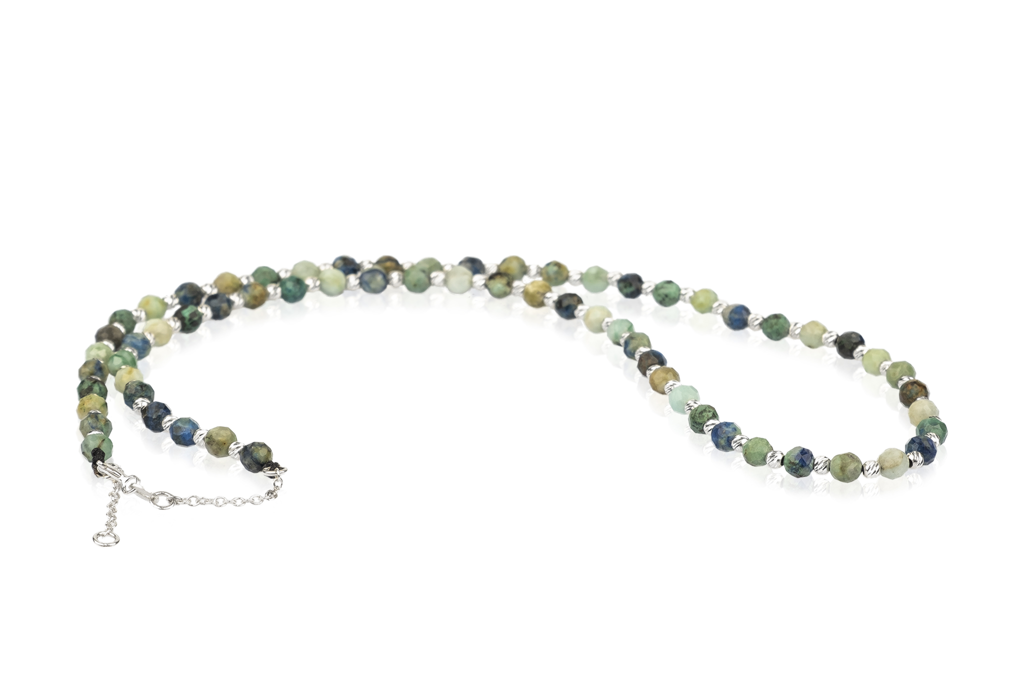 Colier Pardo din Argint și pietre semiprețioase Crisocola Verde