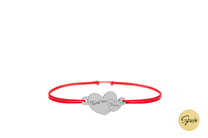 Brățară Pardo cu șnur și charm inimă dublă din Argint 925, lățime 17 mm, personalizat cu Gravura Laser - imagine 4