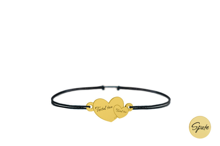 Brățară Pardo cu șnur și charm inimă dublă din Argint 925, lățime 17 mm, personalizat cu Gravura Laser - imagine 6