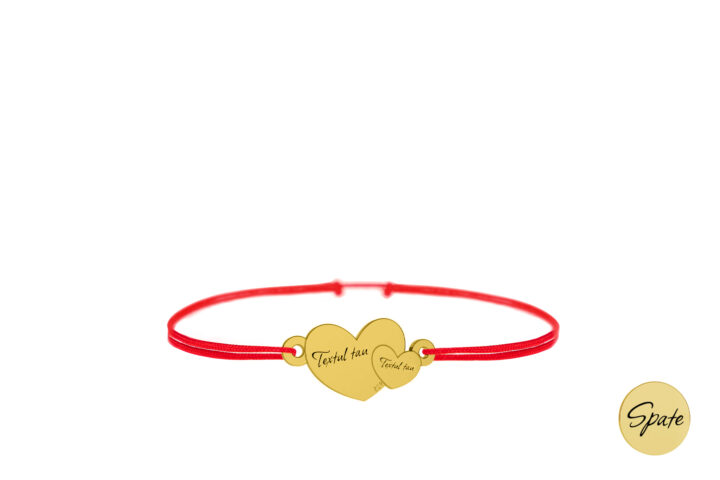 Brățară Pardo cu șnur și charm inimă dublă din Argint 925, lățime 17 mm, personalizat cu Gravura Laser - imagine 8