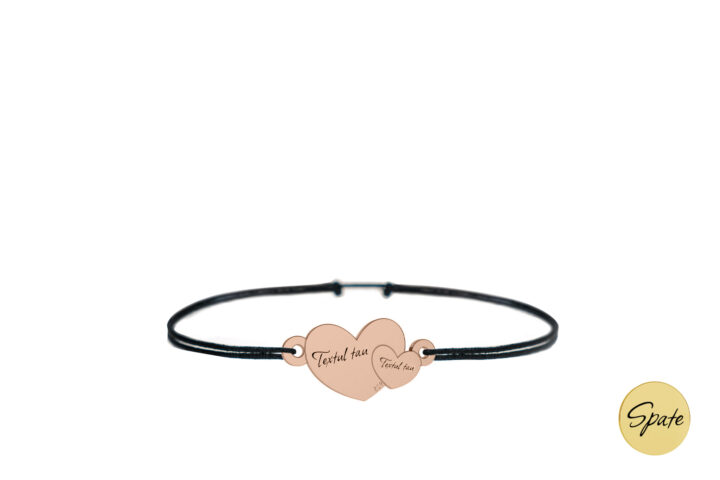 Brățară Pardo cu șnur și charm inimă dublă din Argint 925, lățime 17 mm, personalizat cu Gravura Laser - imagine 10