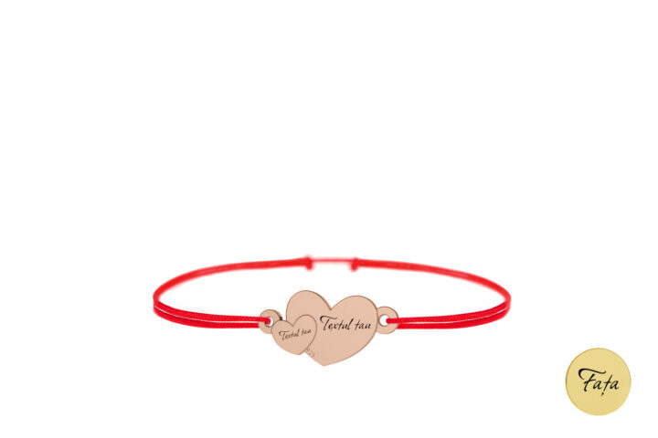 Brățară Pardo cu șnur și charm inimă dublă din Argint 925, lățime 17 mm, personalizat cu Gravura Laser - imagine 11