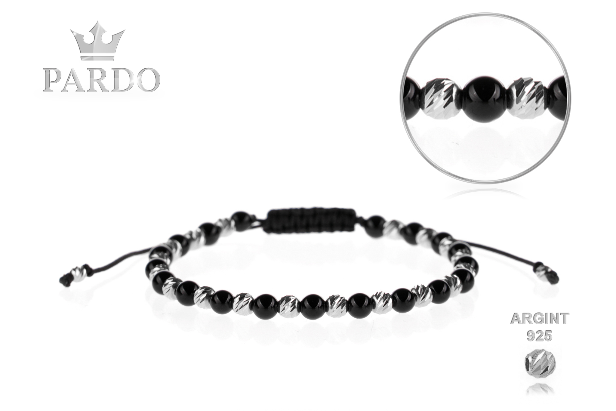 Brățară unisex Pardo din Argint & Onix Lucios - imagine 2