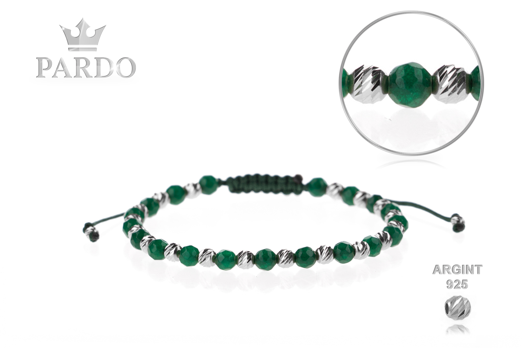 Brățară unisex Pardo din Argint & Jad Verde - imagine 2