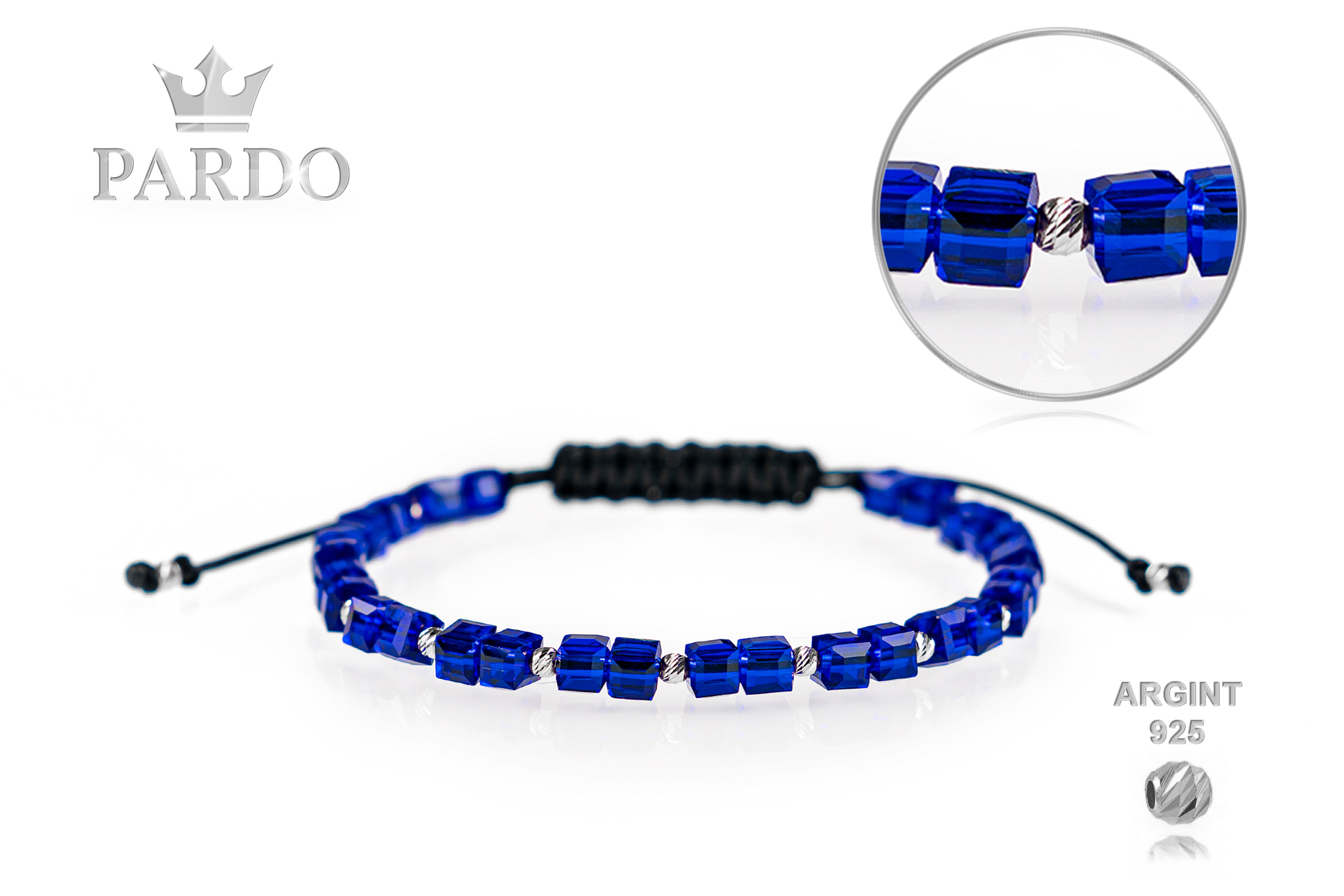Brățară unisex Pardo din Argint & Cristale Sticla - imagine 2
