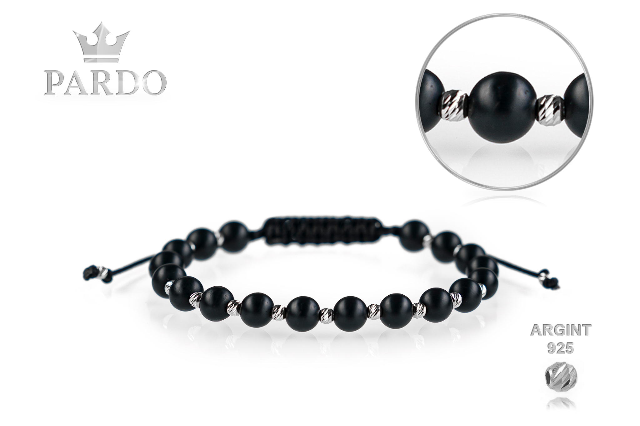 Brățară unisex Pardo din Argint & Onix Mat - imagine 2